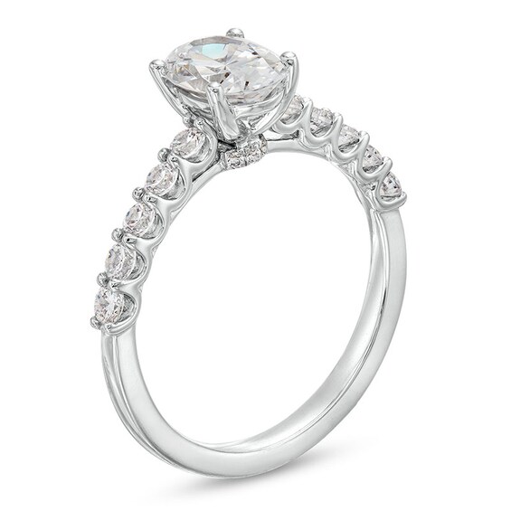 Previously Owned - 1-1/2 CT. T.w. Oval Lab-Grown Diamond Engagement Ring in 14K White Gold (I/Si2)