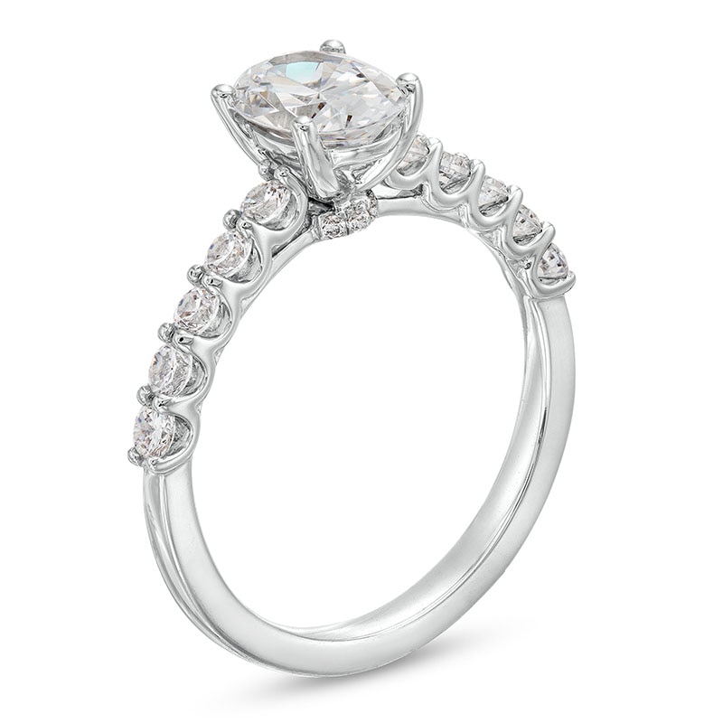 Main Image 3 of Previously Owned - 1-1/2 CT. T.W. Oval Lab-Grown Diamond Engagement Ring in 14K White Gold (I/SI2)