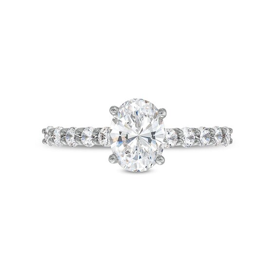 Previously Owned - 1-1/2 CT. T.w. Oval Lab-Grown Diamond Engagement Ring in 14K White Gold (I/Si2)