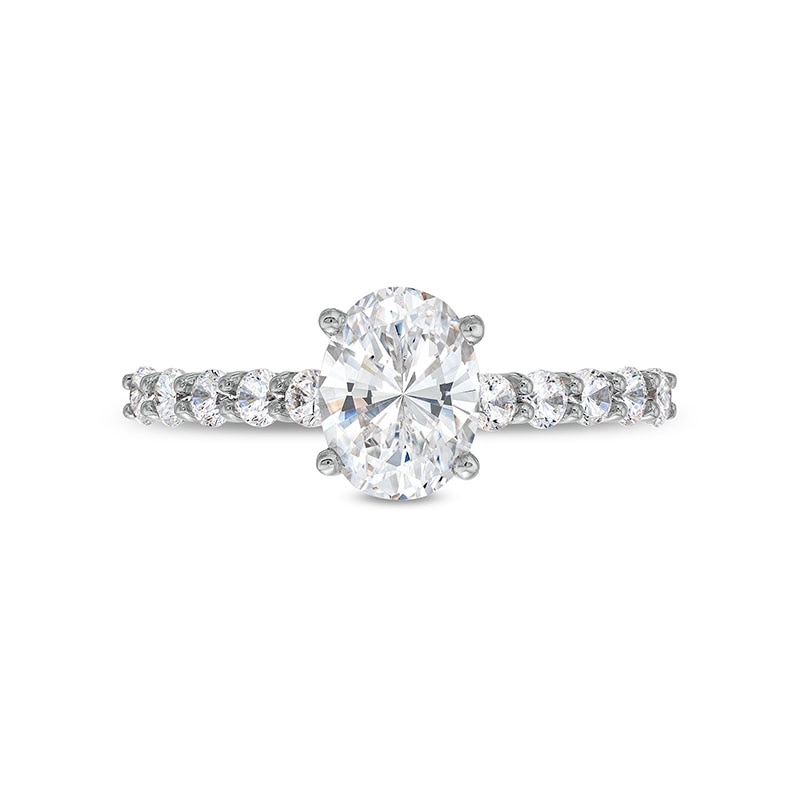 Main Image 4 of Previously Owned - 1-1/2 CT. T.W. Oval Lab-Grown Diamond Engagement Ring in 14K White Gold (I/SI2)