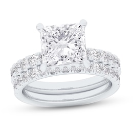 Previously Owned - 4.29 CT. T.W. Princess-Cut Lab-Grown Diamond Bridal Set in 14K White Gold (F/VS2)