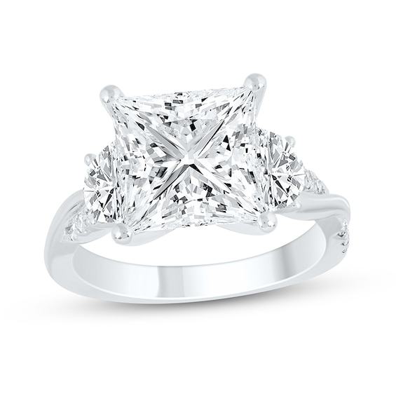Previously Owned - 6 CT. T.w. Princess-Cut and Half-Moon Lab-Grown Diamond Twist Engagement Ring in 14K White Gold
