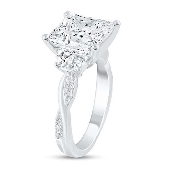 Previously Owned - 6 CT. T.w. Princess-Cut and Half-Moon Lab-Grown Diamond Twist Engagement Ring in 14K White Gold