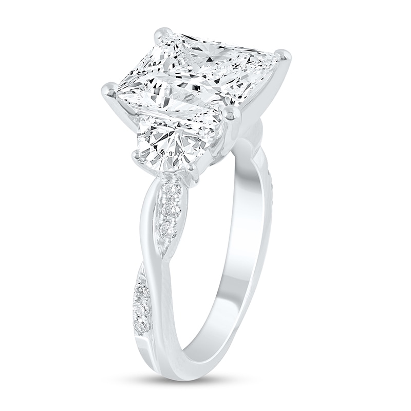 Main Image 2 of Previously Owned - 6 CT. T.W. Princess-Cut and Half-Moon Lab-Grown Diamond Twist Engagement Ring in 14K White Gold