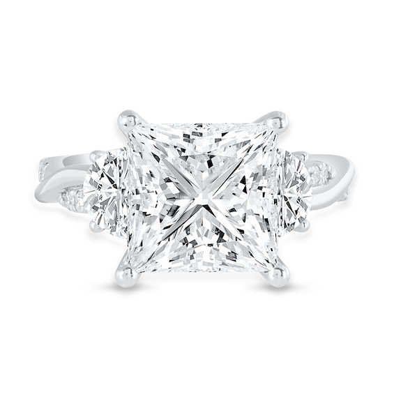 Previously Owned - 6 CT. T.w. Princess-Cut and Half-Moon Lab-Grown Diamond Twist Engagement Ring in 14K White Gold