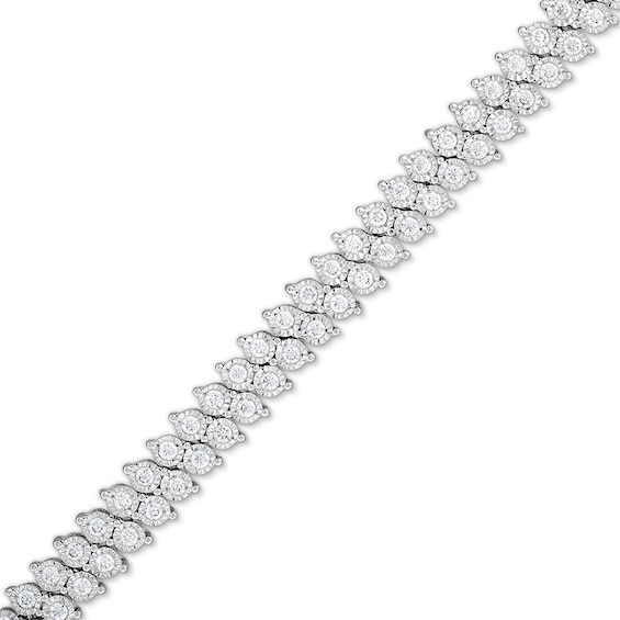 Previously Owned - 2 CT. T.w. Lab-Grown Diamond Miracle Double Row Bracelet in Sterling Silver (I/I1) - 7.25"