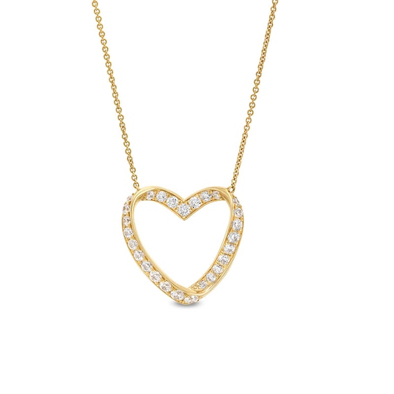 Previously Owned - 1 CT. T.w. Lab-Grown Diamond Ribbon Twist Heart Necklace in 14K Gold (F/Si2)