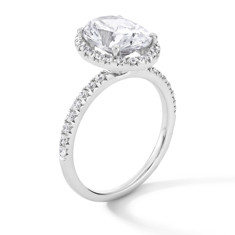 Main Image 2 of Previously Owned - 3-1/2 CT. T.W. Oval Lab-Grown Diamond Frame Engagement Ring in 14K White Gold (F/VS2)
