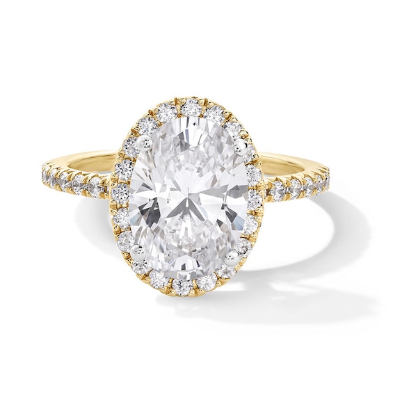 Previously Owned - 3-1/2 CT. T.w. Oval Lab-Grown Diamond Frame Engagement Ring in 14K Gold (F/Vs2)