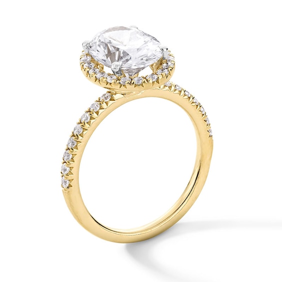 Previously Owned - 3-1/2 CT. T.w. Oval Lab-Grown Diamond Frame Engagement Ring in 14K Gold (F/Vs2)