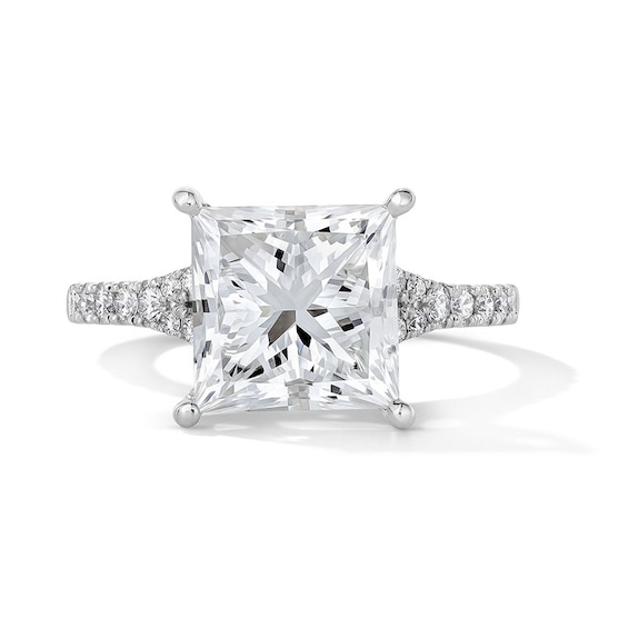 Previously Owned - 4-1/2 CT. T.w. Princess-Cut Lab-Grown Diamond Split Shank Engagement Ring in 14K White Gold (F/Si2)