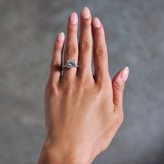 Previously Owned - 4-1/2 CT. T.w. Princess-Cut Lab-Grown Diamond Split Shank Engagement Ring in 14K White Gold (F/Si2)