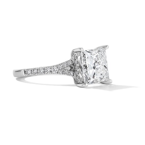 Previously Owned - 4-1/2 CT. T.w. Princess-Cut Lab-Grown Diamond Split Shank Engagement Ring in 14K White Gold (F/Si2)