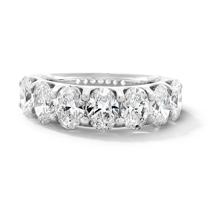 Main Image 1 of Previously Owned - 3 CT. T.W. Oval Lab-Grown Diamond Seven Stone Anniversary Band in 14K White Gold (F/SI2)