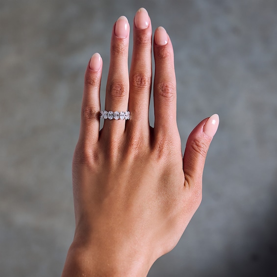 Previously Owned - 3 CT. T.w. Oval Lab-Grown Diamond Seven Stone Anniversary Band in 14K White Gold (F/Si2)