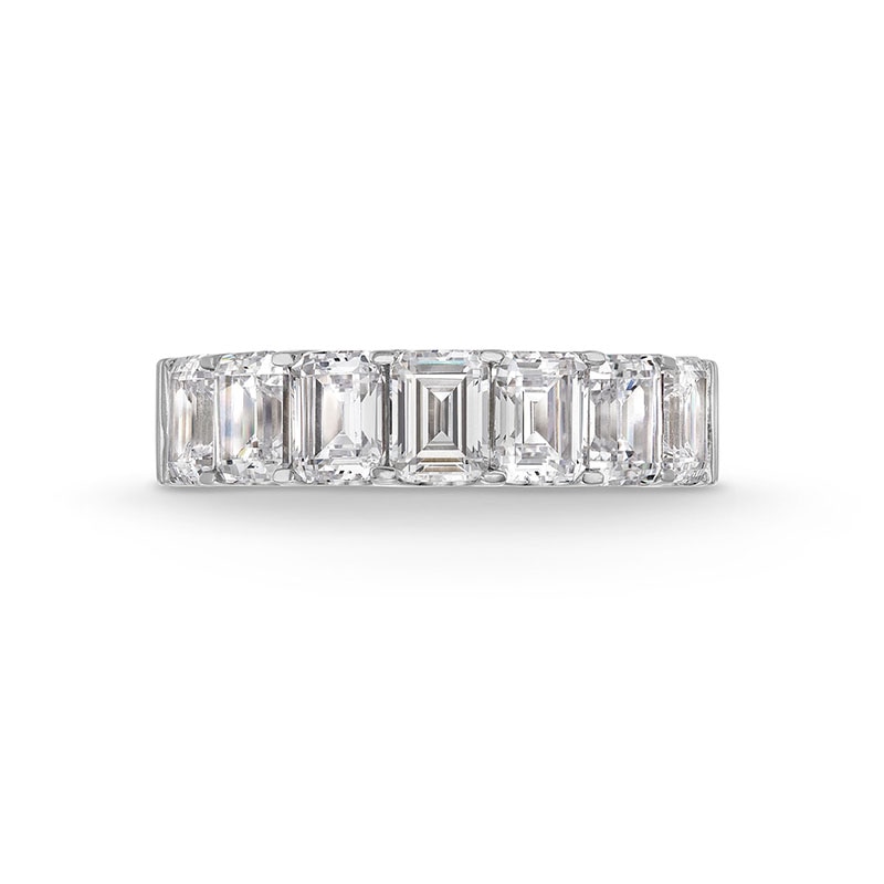 Main Image 3 of Previously Owned - 3 CT. T.W. Emerald-Cut Lab-Grown Diamond Seven Stone Anniversary Band in 14K White Gold (F/SI2)