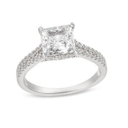 Previously Owned - 2-1/3 CT. T.W. Princess-Cut Lab-Grown Diamond Split Shank Engagement Ring in 14K White Gold (I/SI2)