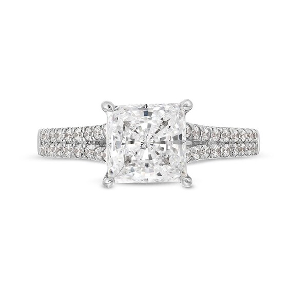 Previously Owned - 2-1/3 CT. T.w. Princess-Cut Lab-Grown Diamond Split Shank Engagement Ring in 14K White Gold (I/Si2)