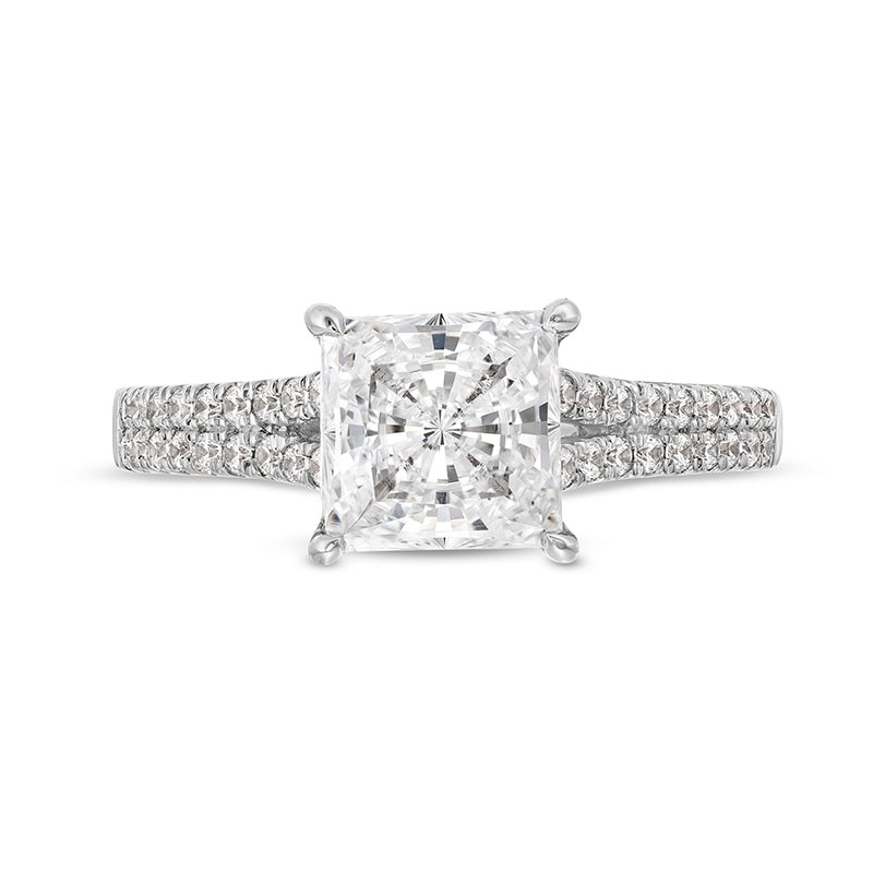 Main Image 3 of Previously Owned - 2-1/3 CT. T.W. Princess-Cut Lab-Grown Diamond Split Shank Engagement Ring in 14K White Gold (I/SI2)