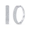 Thumbnail Image 1 of Previously Owned - 3 CT. T.W. Lab-Grown Diamond Triple Row Hoop Earrings in 10K White Gold (I/SI2)