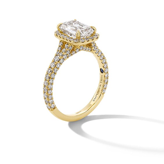 Previously Owned - Vera Wang Love Collection 3 CT. T.w. Emerald-Cut Lab-Grown Diamond Frame Engagement Ring in 14K Gold