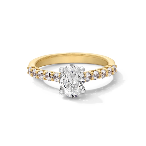 Previously Owned - 1-1/2 CT. T.w. Oval Lab-Grown Diamond Engagement Ring in 14K Gold (I/Si2)