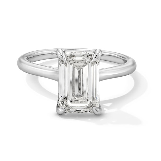 Previously Owned - 3 CT. Emerald-Cut Lab-Grown Diamond Solitaire Engagement Ring in 14K White Gold (F/Vs2)