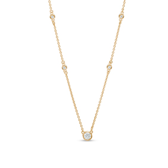 Previously Owned - 1/4 CT. T.w. Diamond Station Necklace in 10K Gold