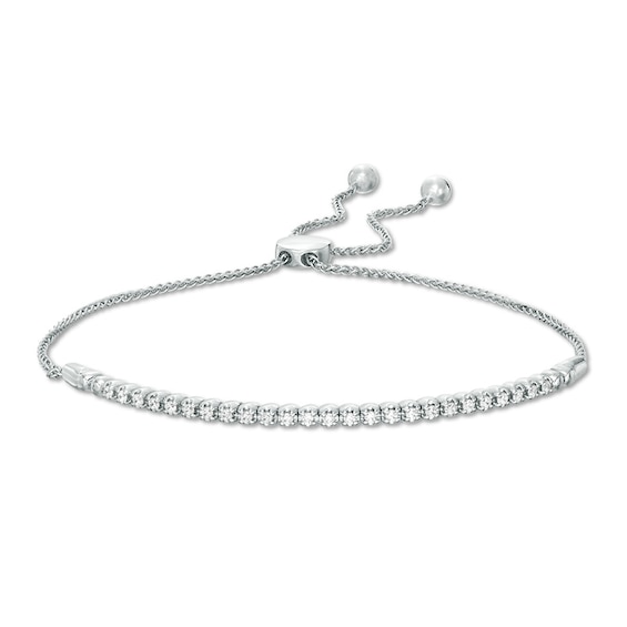 Previously Owned - 1/4 CT. T.w. Diamond Flex Bar Bolo Bracelet in 10K White Gold - 9.5"