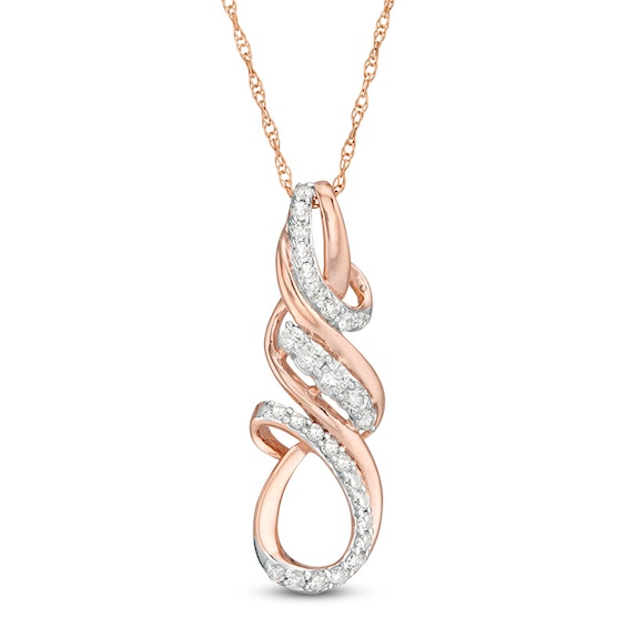 Previously Owned - 1/4 CT. T.w. Diamond Twist Flame Pendant in 10K Rose Gold