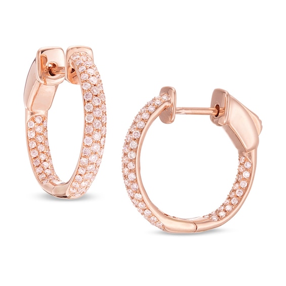 Previously Owned - 1/2 CT. T.w. Pink Diamond Multi-Row Inside-Out Hoop Earrings in 14K Rose Gold (Fancy/I2)