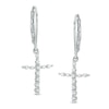Thumbnail Image 1 of Previously Owned - 1/4 CT. T.W. Diamond Cross Drop Earrings in 10K White Gold
