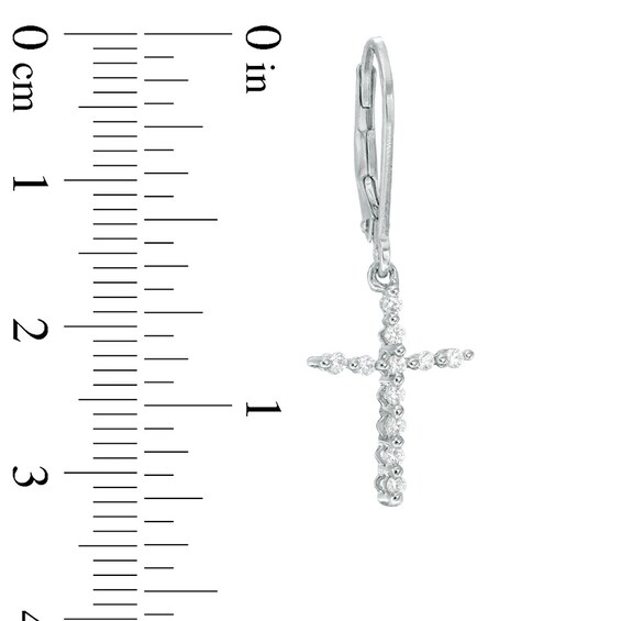 Previously Owned - 1/4 CT. T.w. Diamond Cross Drop Earrings in 10K White Gold