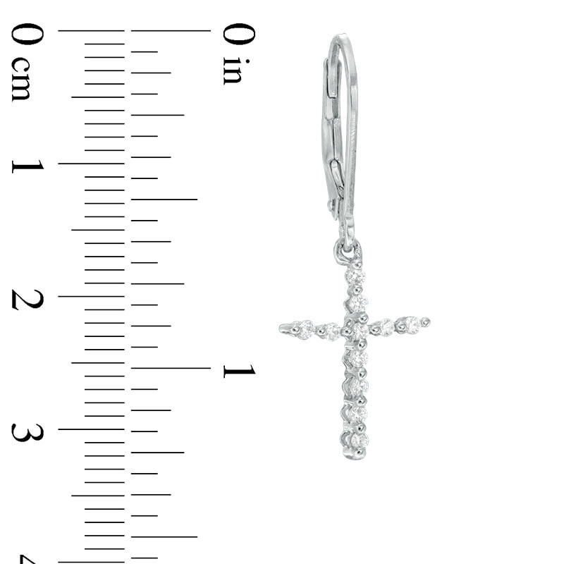 Main Image 2 of Previously Owned - 1/4 CT. T.W. Diamond Cross Drop Earrings in 10K White Gold