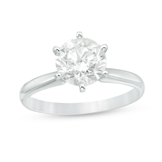 Previously Owned - 2 CT. Diamond Solitaire Six Prong Engagement Ring in 14K White Gold (I/I2)
