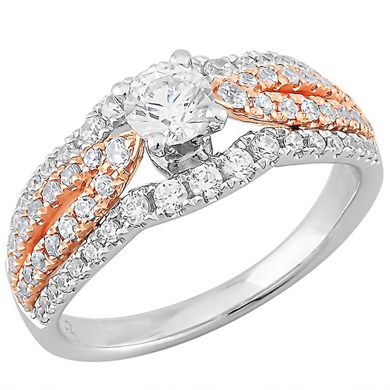 Previously Owned - 1 CT. T.w. Diamond Multi-Row Engagement Ring in 14K Two-Tone Gold
