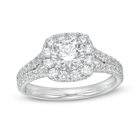 Previously Owned - 1-7/8 CT. T.w. Diamond Frame Split Shank Engagement Ring in Platinum (I/Si2)