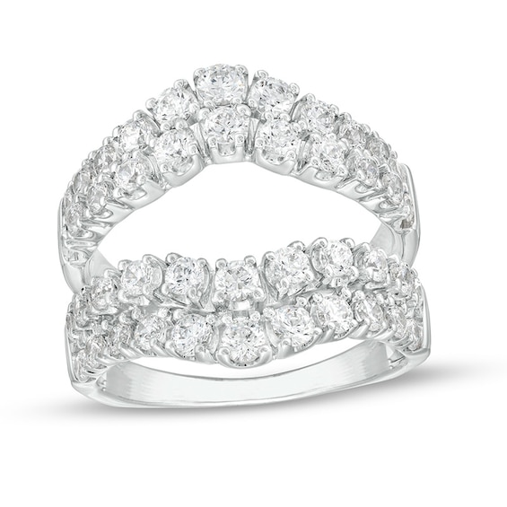Previously Owned - 2 CT. T.w. Diamond Double Row Contour Solitaire Enhancer in 14K White Gold