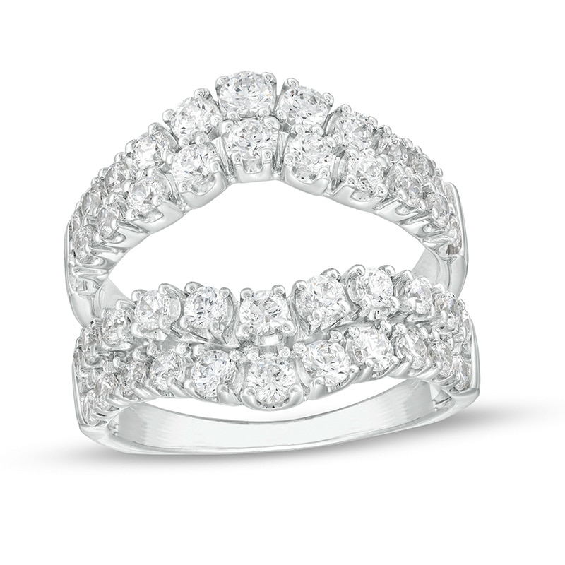 Main Image 1 of Previously Owned - 2 CT. T.W. Diamond Double Row Contour Solitaire Enhancer in 14K White Gold