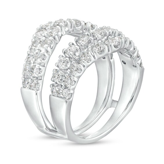 Previously Owned - 2 CT. T.w. Diamond Double Row Contour Solitaire Enhancer in 14K White Gold