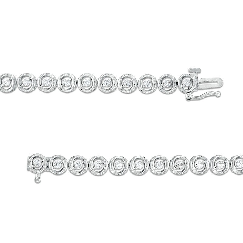 Main Image 3 of Previously Owned - 1 CT. T.W. Diamond Circles Line Bracelet in 10K White Gold