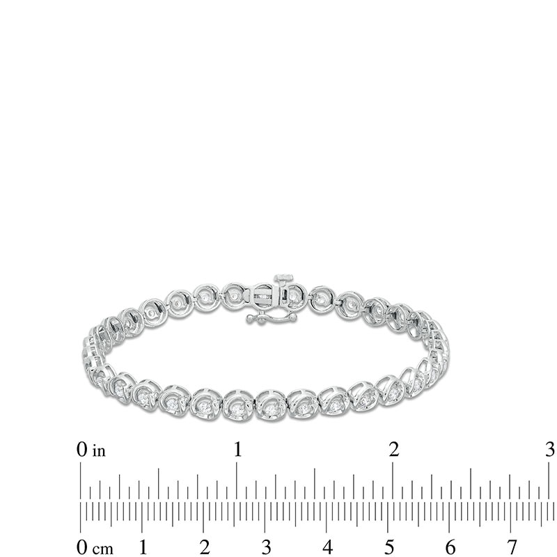 Main Image 4 of Previously Owned - 1 CT. T.W. Diamond Circles Line Bracelet in 10K White Gold