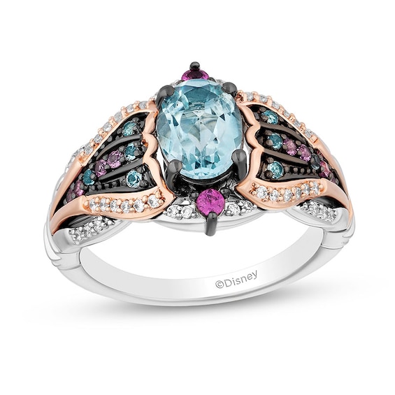 Previously Owned - Enchanted Disney The Little Mermaid Multi-Gemstone and Diamond Caspia Ring in Sterling Silver