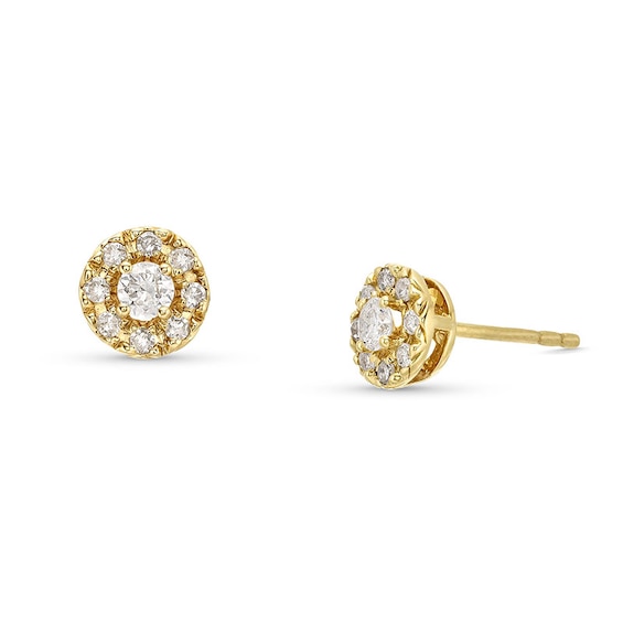 Previously Owned - 1/4 CT. T.w. Diamond Round Frame Stud Earrings in 10K Gold