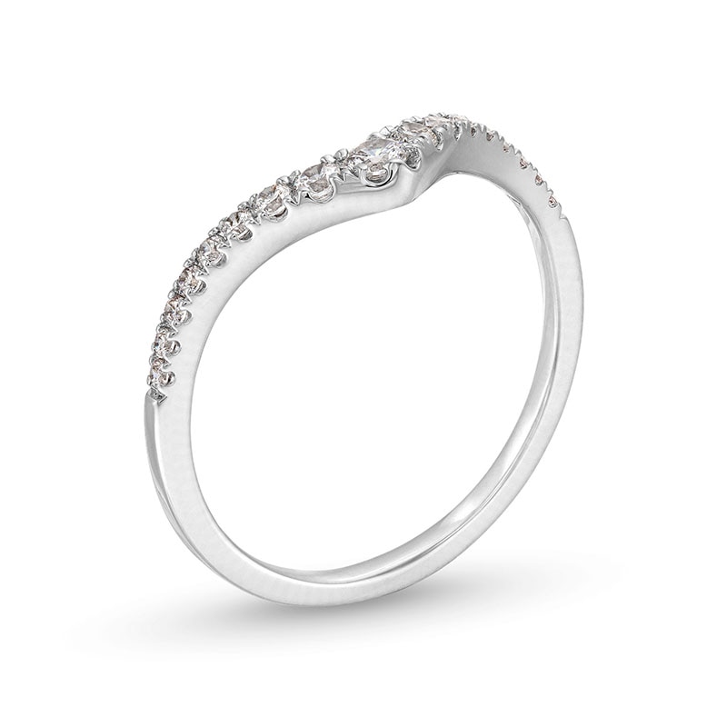 Main Image 3 of Previously Owned - 1/4 CT. T.W. Diamond Graduated Chevron Anniversary Band in 14K White Gold