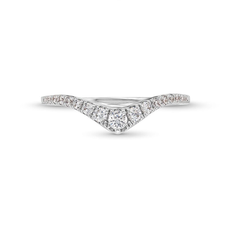 Main Image 4 of Previously Owned - 1/4 CT. T.W. Diamond Graduated Chevron Anniversary Band in 14K White Gold