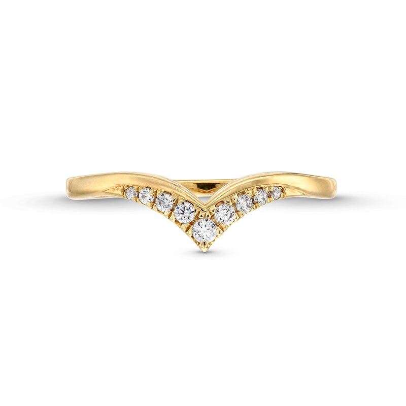 Main Image 4 of Previously Owned - 1/8 CT. T.W. Diamond Graduated Chevron Anniversary Band in 10K Gold