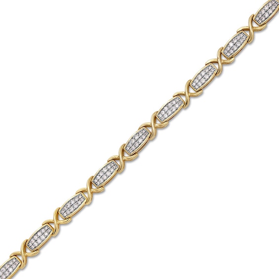 Previously Owned - 1 CT. T.w. Diamond "Xo" Link Bracelet in 10K Gold