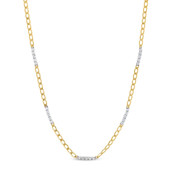 Previously Owned - 1/2 CT. T.w. Diamond Bar Station Curb Chain Necklace in 10K Gold