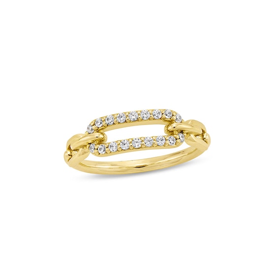 Previously Owned - 1/6 CT. T.w. Diamond Rectangle Chain Link Ring in 10K Gold